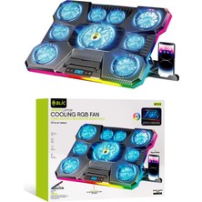 Miaxtreme Siyah Rgb 9 Fanlı LCD Ekranlı 10-19" Inç 2.400RPM Telefon Tutacaklı Notebook Dizüstü Soğutucu Stand