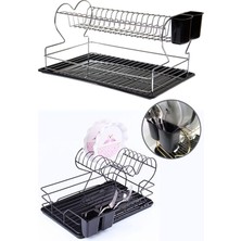 Feyza Design Kalp Şekilli 2 Katlı Siyah Bulaşıklık Tabaklık, Şık ve Kullanışlı Tasarım