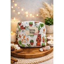 Talking Dreams Kedi Desenli S Boy Kapitone Makyaj Çantası