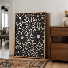 Ninastore Bej Siyah Papatyalar Duvar Sanatı/ Dijital Baskı/ Çiçek Illüstrasyonu/ Nötr Botanik/ Bohem Duvar Dek