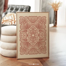 Ninastore Bohem Soyut Çiçek Baskısı/ Toprak ve Pişmiş Toprak Tonlarında Botanik Sanat/ Fas Tarzı Baskılı Duvar