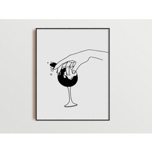 Ninastore Şarap Temalı Sanat Baskısı/ Bar Arabası Baskıları/ Mutfak Duvar Dekoru/ Şarap Temalı Çizgi Sanatı/ Ş