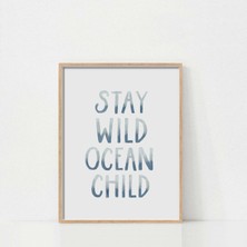 Ninastore Plaj Temalı Çocuk Odası Baskısı/ Vahşi Kal Okyanus Çocuğu Baskısı/ Yazdırılabilir Duvar Sanatı/ Sulu