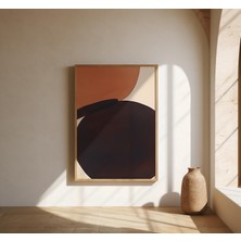 Ninastore Soyut Kahverengi Turuncu Duvar Sanatı | Organik Modern Şekiller | Güzel Sanatlar Posteri (Çerçeve Da