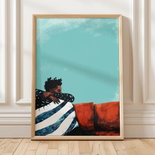 Ninastore Soyut Adam Baskısı / Büyük Boy Baskılı Duvar Sanatı / Oturma Odası Duvar Sanatı Çizgili Baskı / Çağd