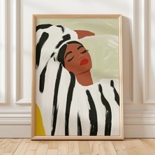 Ninastore Huzur Veren Ilham Perisi Yumuşak Krem Siyah Modern Grafik Sanat Baskısı Etkileyici Figüratif Portre