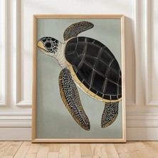 Ninastore Deniz Kaplumbağası Duvar Sanatı / Minimalist Sahil Baskısı (Dijital Indirme)