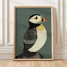 Ninastore Deniz Papağanı Duvar Sanatı/ Modern Kıyı Kuşu Baskısı (Dijital Indirme)