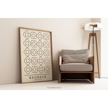 Ninastore Bej ve Siyah Bauhaus Sergisi Baskılı Duvar Sanatı – Müze Tarzı Geometrik Poster/ Orta Çağ Dekorasyon