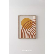 Ninastore Soyut Gökkuşağı Güneş Sanat Baskısı - Toprak Tonlarında Boho Minimalist Duvar Dekoru / Orta Çağ Mode