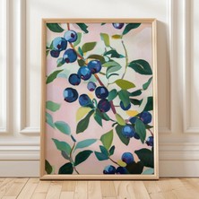 Ninastore Yaban Mersini Duvar Sanatı Botanik Meyve Baskısı Mutfak Dekorasyonu Yaban Mersini Tablosu Yaz Bahçes