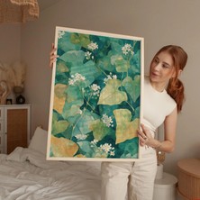 Ninastore Yeşil Yaprak Botanik Duvar Sanatı Baskısı, Doğa Esintili Tablo, Modern Çiçekli Dekorasyon, Kır Evi T