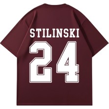 Sekizbiraltı Stilinski Baskılı Oversize Unisex Bordo Tshirt