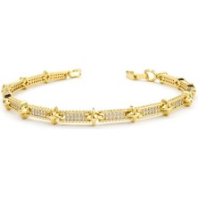 Brezza Lusso Jewelry Yıldız Işıltısı Su Yolu Zirkon Taşlı Altın Kaplama Kadın Bileklik