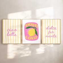 Ninastore Italyan Yazı Duvar Sanatı Baskı Seti/ Amalfi Sahili Poster Seti/ Ciao Bella Dolce Far Niente Trendy