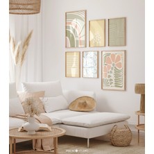 Ninastore Pastel Boho Botanik Baskılı Duvar Sanatı Seti (6 Parça) – Yumuşak Çiçek Desenleri/ Renkli Bohem Gale