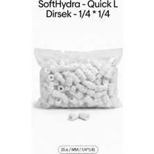 Softhydra 1/4” x 1/4” Quick L Dirsek – Su Arıtma Cihazı Hortum Bağlantı Aparatı, Push-Fit, Sızdırmaz