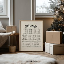 Ninastore Sessiz Gece Noel Notaları Yazdırılabilir / Vintage Tatil Duvar Sanatı / Çiftlik Evi Noel Şarkısı Dek