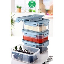 Feyza Design Vakumlu 600 ml Saklama Kabı Seti, Güçlü ve Sağlam, 4'lü Paket