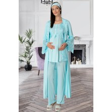 By Mecit Pijama Mecit 5353 Turkuaz Sabahlıklı Lohusa Pijama Takımı