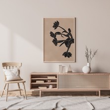 Ninastore Çiçek Illüstrasyonu/ Bej Siyah Duvar Sanatı/ Anında Indirme/ Bej Baskı Sanatı/ Çiçek Sanatı Baskısı/