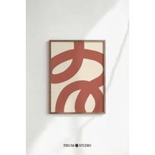 Ninastore Kırmızı Soyut Çizgi Baskılı Duvar Sanatı - Orta Çağ Minimalist Tasarım/cesur Oturma Odası Dekorasyon