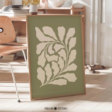 Ninastore Soluk Yeşil Soyut Botanik Sanat Eseri / Adaçayı Yeşili Japandi Boho Baskı / Apartman Oturma Odası Iç