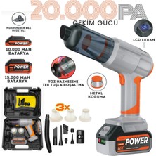 Miaxtreme 25,000MAH Güçlü Emme+Üfleme 20.000PA Yedek Batarya+Filtre Argonomik Kullanışlı Araç Içi Süpürge