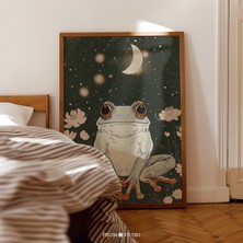 Ninastore Toprak Tonlarında Retro Kurbağa Indirilebilir Sanat Baskısı/ Hüzünlü Kurbağa Duvar Sanatı/ Koyu Boho