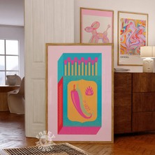 Ninastore Çok Acı Biberli Kibrit Kutusu Baskısı / Dopamin Estetiği / Eğlenceli Duvar Sanatı / Trendi Daire Dek