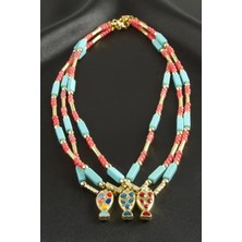 Renklime Balık Taşlı Boncuk Kolye