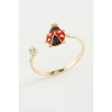 Renklime Uğur Böceği Mineli Taşlı Yüzük