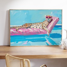 Ninastore Eğlenceli Hayvan Temalı Duvar Sanatı Baskısı/ Havuz Sanatı/ Çita Leopar Posteri/ Dopamin Maksimalist