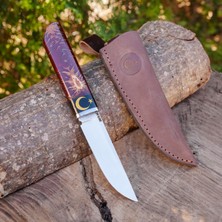 Köse Mehmet Koleksiyonluk ve Hediyelik Bıçak - N690 Çelik- Ay Yıldız Işlemeli Epoksi Kozalak Karışımı Sap