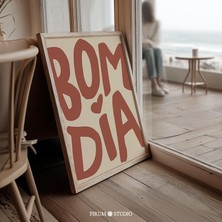 Ninastore Bom Dia Baskılı Duvar Sanatı – Portekizce Kırmızı ve Bej Tipografi/ Eğlenceli Dopaminli Mutfak ve Gi