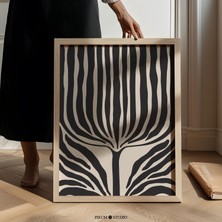 Ninastore Soyut Iskandinav Çiçeği Indirilebilir Baskı - Loft Estetiği Için Siyah ve Bej Iskandinav Baskı | Büy