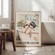 Ninastore Shih Tzu Banyo Duvar Sanatı Indir/ Evcil Hayvan Severler Için Sevimli Pastel Köpek Baskısı/ Eklektik