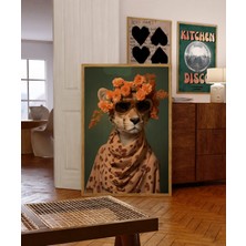 Ninastore Şık Çita Portre Sanatı: Moda Botanik Poster/ Şık Hayvan Tasarımı/ Modern Karakter Duvar Dekoru