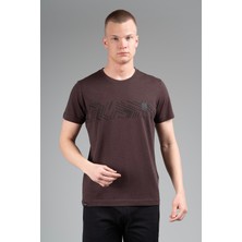 Maraton Regular Erkek Bisiklet Yaka  Koyukahve- T-Shirt