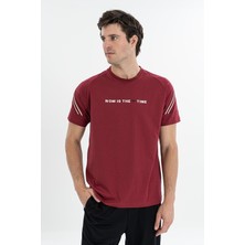 Maraton Comfort Erkek Bisiklet Yaka  Bordo- T-Shirt