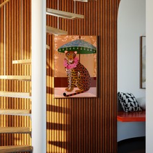 Ninastore Çita Duvar Sanatı: Retro Büyük Kedi Baskısı/ Maksimalist Hayvan Dekorasyonu/ Renkli Eklektik Poster
