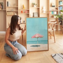 Ninastore Plaj Şemsiyesi Sanat Baskısı: Minimalist Kıyı Illüstrasyonu (Dijital Indirme)