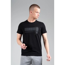 Maraton Regular Erkek Bisiklet Yaka  Siyah T-Shirt