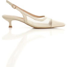 Manzo 25513 Hakiki Deri Tüllü Tokalı Köşe Burun Ökçeli Ayakkabı