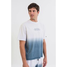 Maraton Boxy Fit Erkek Bisiklet Yaka  Beyaz T-Shirt