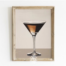 Ninastore Espresso Martini Baskısı/ Nötr Bar Arabası Sanat Baskısı/ Apartman Estetiği/ Retro Kokteyl Tablosu/