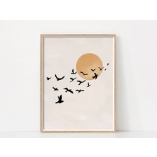 Ninastore Gün Batımı Baskısı/ Uçan Kuşlar Posteri/ Soyut Baskı/ Yazdırılabilir Duvar Sanatı/ Doğa Temalı Duvar