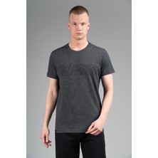 Maraton Regular Erkek Bisiklet Yaka  Siyah T-Shirt