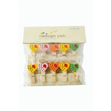 Renklime 10 Adet Uğur Böceği Renkli Kalp Süs Mandal