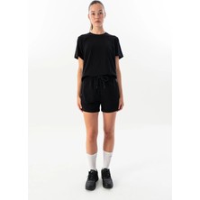 Maraton Comfort Kadın  Düz Paça Siyah Şort